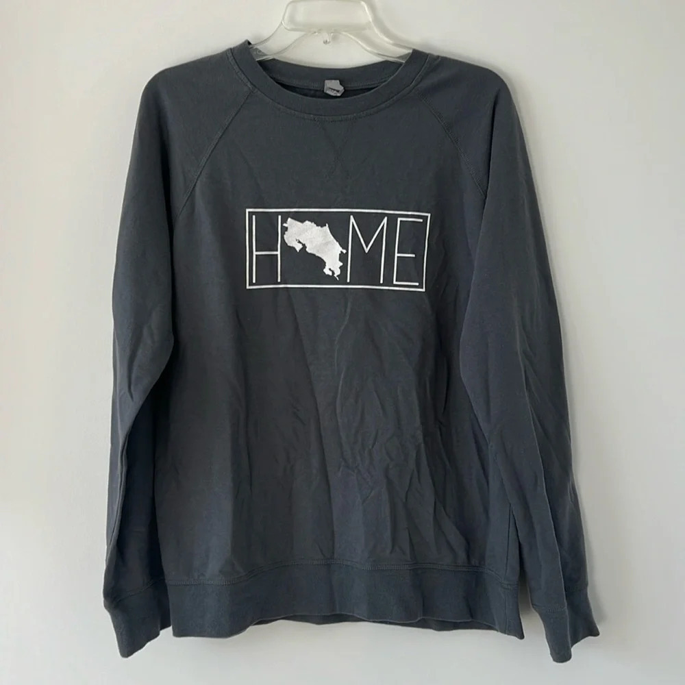 Women’s Gray Costa Rica Crewneck Sweatshirt Long Sleeve Tshirt Travel Loungewear